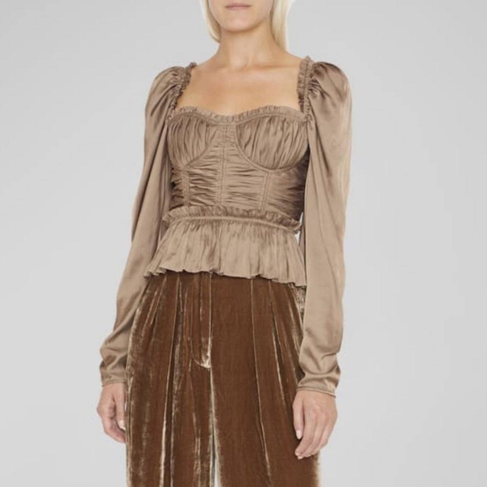 NWT Ulla Johnson Mia Satin Blouse in Mica